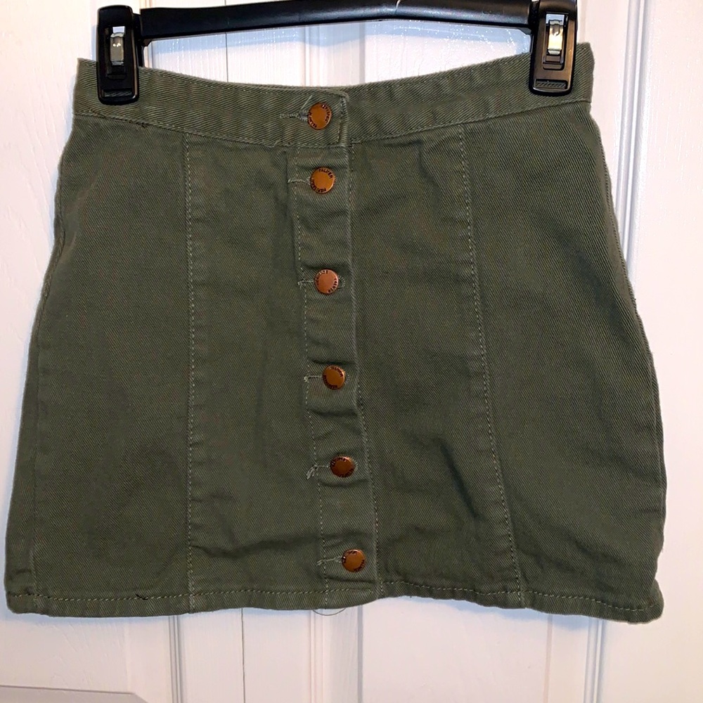 Olive green mini skirt
